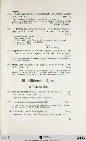 III. Bildende Kunst (Nr. 168-246)