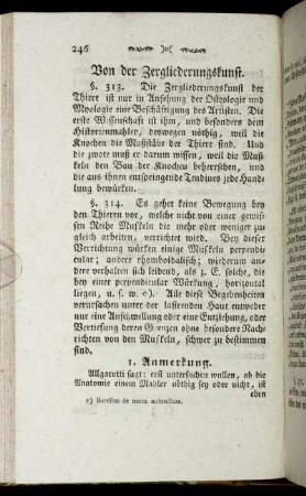 Von der Zergliederungskunst. - Die Geschichte der Mahlerey.