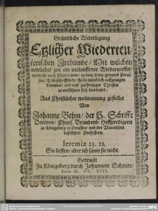 Widerlegung etlicher wiedertäuferischer Irrthümer
