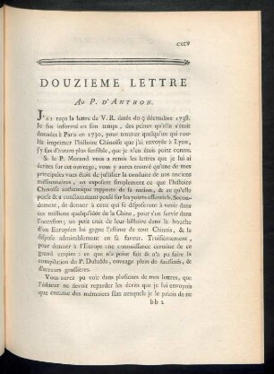 Douzième lettre. Au P. d'Anthon