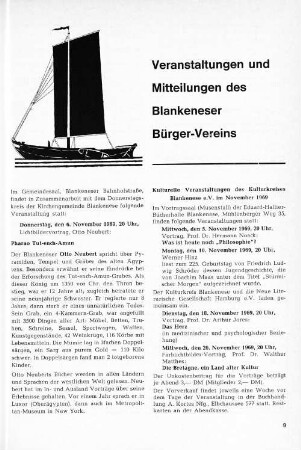 Veranstaltungen und Mitteilungen des Blankeneser Bürger-Vereins