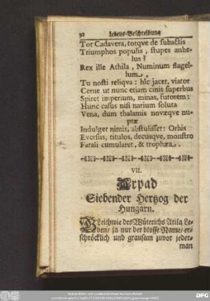 VII. Arpad Siebender Hertzog der Hungarn.