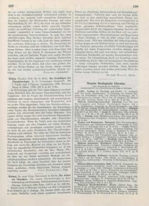 157 [Rezension] Ziehen, Theodor, Die Grundlagen der Charakterologie
