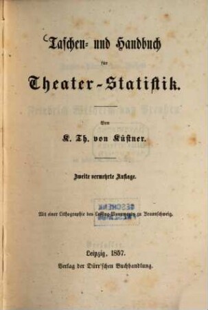 Taschen- und Handbuch für Theater-Statistik