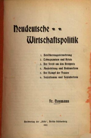 Neudeutsche Wirtschaftspolitik