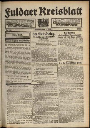 Erste Ausgabe vom Mittwoch, den 01. März 1916.