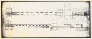Flughafen Berlin-Tempelhof: Schnitte Bauteile G2, H2, K2, F2 und Hofansichten F2, K2 1:200
