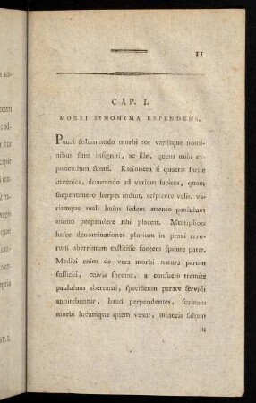 11-27, Cap. I. Morbis Synonyma Expendens.