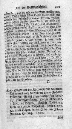 Kurze Fragen aus der Kirchenhistorie des Neuen Testaments. 5.Forts.,2.Abt.; 6.Forts.,1.2.Abt.