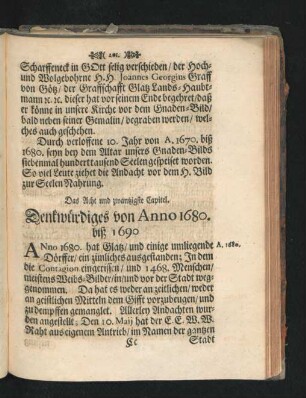 Das Acht und zwantzigste Capitel. Denkwürdiges von Anno 1680. biß 1690.