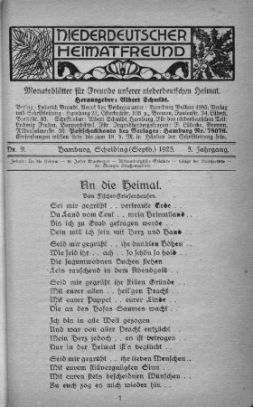 Gedicht: "An die Heimat." von Fischer / Friesenhausen.