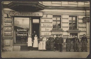 Ansichtskarte Restauration und Schuster, Schöneberger Straße 16 a