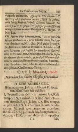 Cap. I. Marci. [Lucae] in prolixo hoc Capite Christus proponitur ...