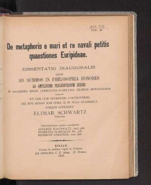 De metaphoris e mari et re navali petitis queastiones Euripideae.