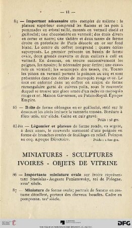 Miniatures-Sculptures Ivoires-Objets De Vitrine (Nr. 86-97)