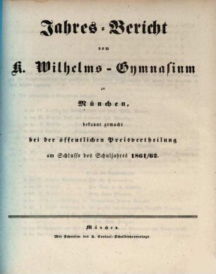 Jahresbericht. 1861/62