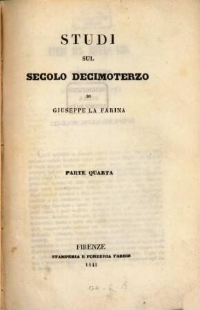 Studi sul Secolo Decimo Terzo, IV
