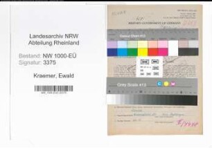 Entnazifizierung Ewald Kraemer, geb. 01.09.1901 (Justizinspektor)