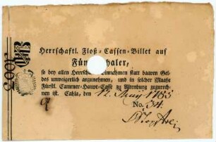 Geldschein, 5 Taler, 12.5.1785
