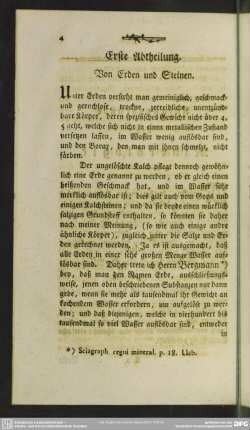 Erste Abtheilung. Von Erden und Steinen