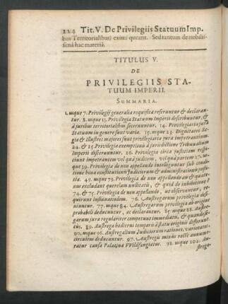Titulus V. De Privilegiis Statuum Imperii.