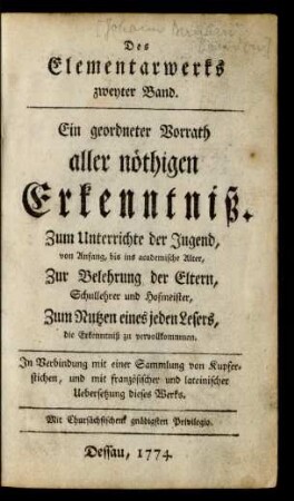 Bd. 2: Des Elementarwerks ... Band