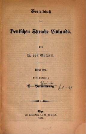 Wörterschatz der deutschen Sprache Livlands, 4,1. V - Verschränken