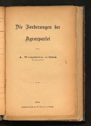 Die Forderungen der Agrarpartei