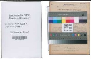 Entnazifizierung Josef Kuhlmann , geb. 03.05.1888 (Bahnbeamter)