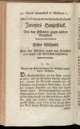 Zweytes Hauptstück. Von den Pflichten gegen andere Menschen.