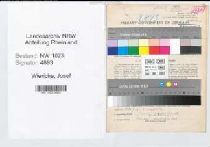 Entnazifizierung Josef Wierichs , geb. 26.03.1897 (Hausmeister)