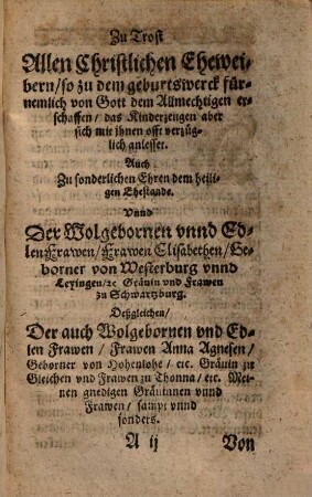 Von Vnfruchtbarkeit der Weiber, vnd Derselben Vrsachen, Zeichen vnd Merckmahl vnd was daruon zu prognosticiren sey : darbey auch mit angehengt eines ... experimentatoris Mittel ...