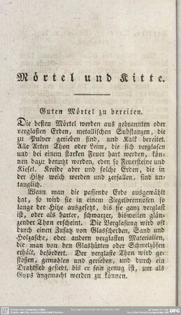Mörtel und Kitte