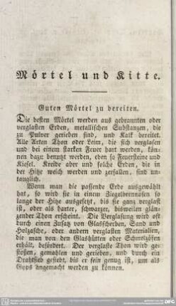 Mörtel und Kitte