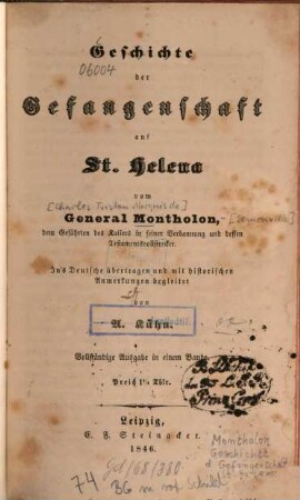 Geschichte der Gefangenschaft auf Sankt Helena