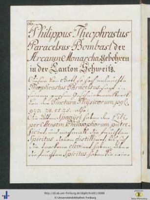 [43v - 50v] Philippus Theophrastus Paracelsus Bombast.