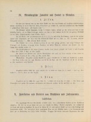 V. Fabrikation und Vertrieb von Maschinen und Instrumenten.