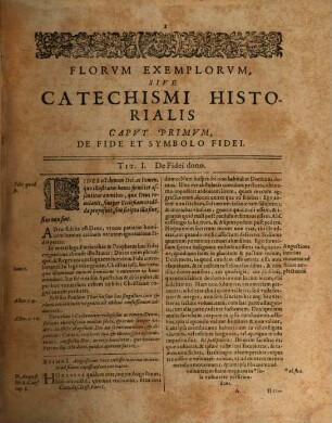 Flores Exemplorvm Avctore R.P. Antonio Davrovltio Societatis Iesv Sacerdote, Siue Catechismvs Historialis : Opvs Svmma Fide, ... Ex Qvingentis Qvinqvaginta Amplivs probae notae Scriptoribus ... collectum. In Qvo Fides Catholica Miracvlis Paene Innvmeris, Et Exemplis Sanctorvm, Imperatorvm, Regvm, Principum, Virorum illustrium probatißimis confirmatur ..., [1]