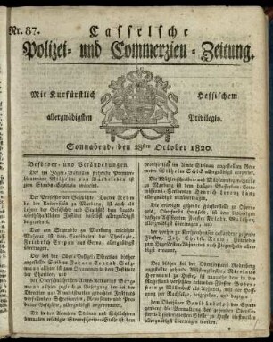 Nr. 87, Sonnabend, den 28sten October 1820