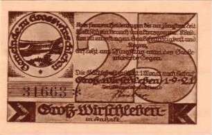 Notgeld der Stadt Groß Wischleben in Anhalt