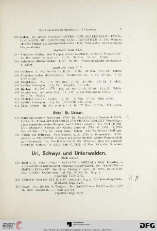 Uri, Schwyz und Unterwalden (Nr. 815-882)