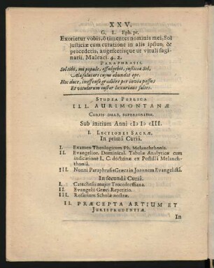 Studia Publica Ill. Aurimontanae Curiis Duab. Superioribus. Sub initium Anni MDCIII.
