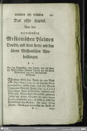 Das eilfte Kapitel. Von den vornehmsten Messianischen Psalmen Davids, und ihrer Kette mit den ältern Messianischen Verheissungen