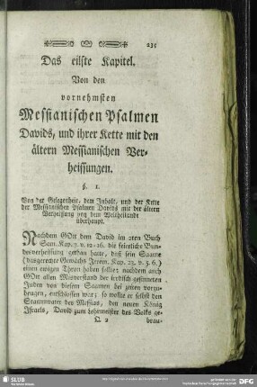 Das eilfte Kapitel. Von den vornehmsten Messianischen Psalmen Davids, und ihrer Kette mit den ältern Messianischen Verheissungen