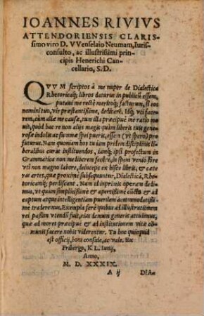 Ioannis Rivii Attendoriensis De Dialectica, Libri VI.