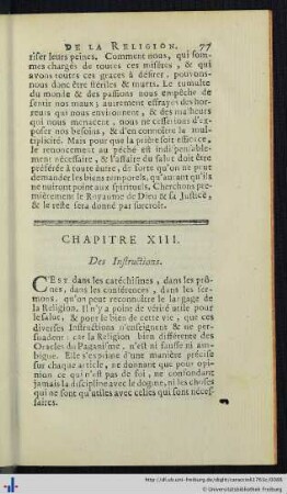 Chap. XIII. Des Instructions.