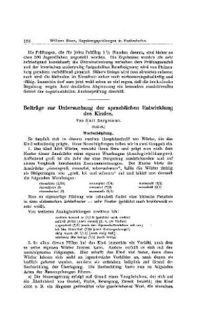 Beiträge zur Untersuchung der sprachlichen Entwicklung des Kindes : (Schluß)
