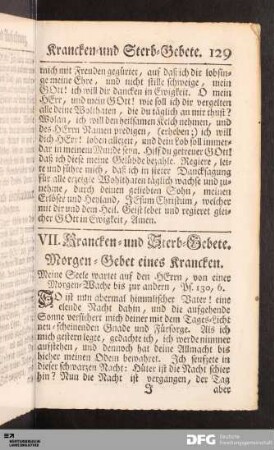 VII. Krancken- und Sterb- Gebete.