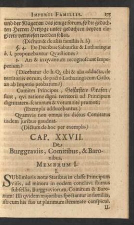 Cap. XXVII. De Burggraviis, Comitibus, & Baronibus.