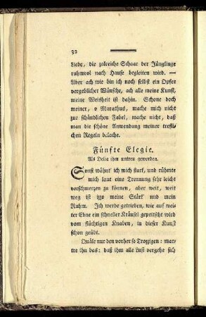 Fünfte Elegie. Als Delia ihm untreu geworden.